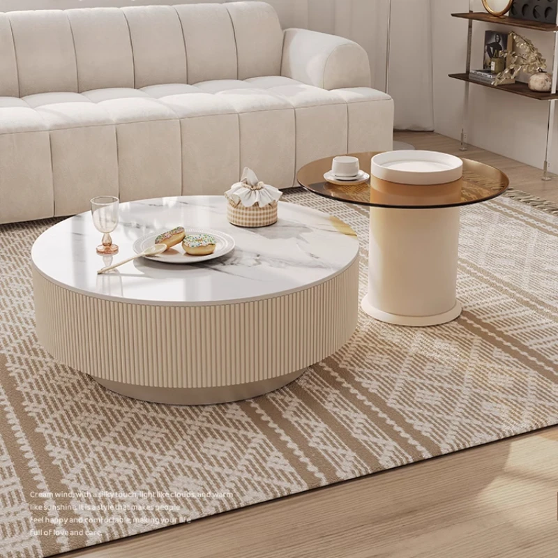 Nordic Modern Design Coffee Table Aesthetic Storage Drawer Cute Minimalist Coffee Table Small Round Mesa Centro Salon Furniture