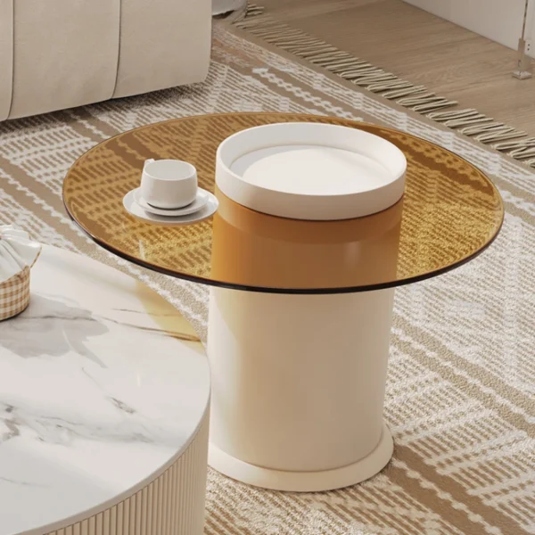 Nordic Modern Design Coffee Table Aesthetic Storage Drawer Cute Minimalist Coffee Table Small Round Mesa Centro Salon Furniture - Image 5
