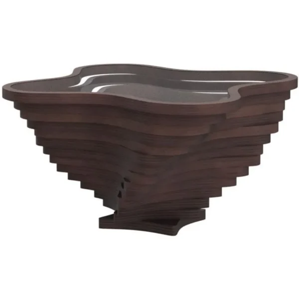 Natural Walnut Veneer Coffee Tables for Living Room | Model Susan | Elegant Center Table with Glass Top | Stylish Walnut Color - Image 4