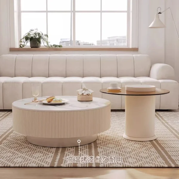 Nordic Modern Design Coffee Table Aesthetic Storage Drawer Cute Minimalist Coffee Table Small Round Mesa Centro Salon Furniture - Image 2