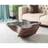 Natural Walnut Veneer Coffee Tables for Living Room | Model Susan | Elegant Center Table with Glass Top | Stylish Walnut Color